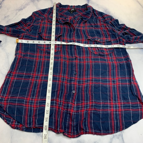 Paige Mya Shirt Dark Ink Blue Red Button Up Blouse - Picture 6 of 8